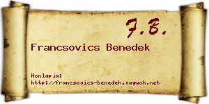 Francsovics Benedek névjegykártya